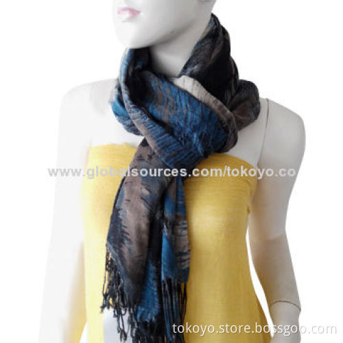 Wool scarf with print, measures 180*70+8cm, beach style